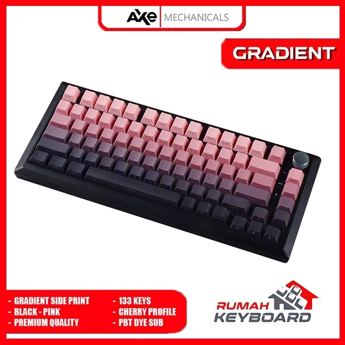 AXE MECHANICALS - Cherry - Gradient Black Pink - Side Print - Pbt + Pc - Two Color Injection -  Keyc