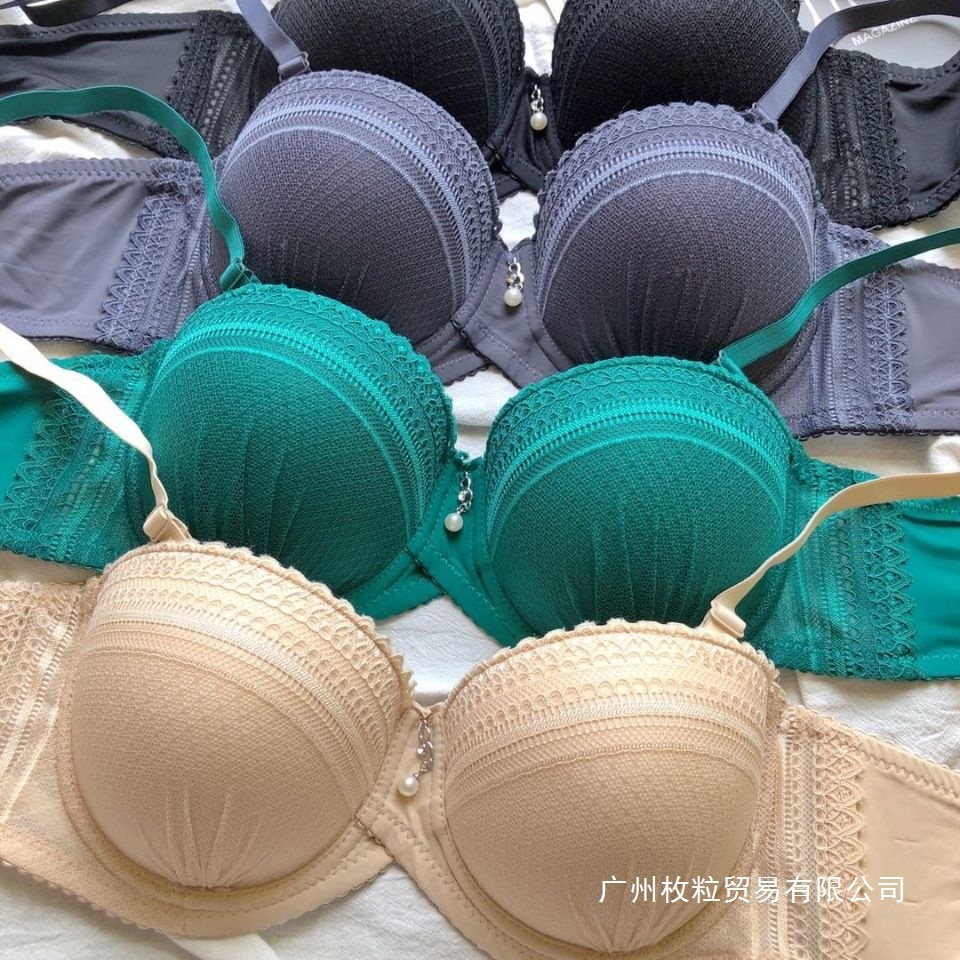 [Miss Lace]Bra renda setengah cangkir, bra push-up bernapas, set tiga baris