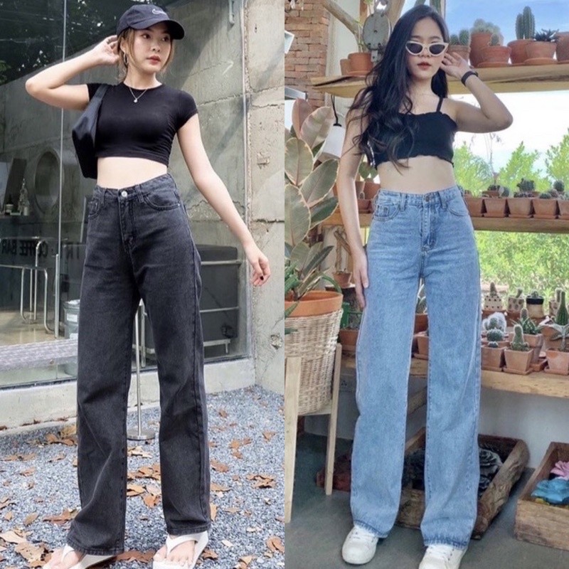 SC Highwaist Loose Jeans Snow Black & Snow Blue / PLAINLOOSE