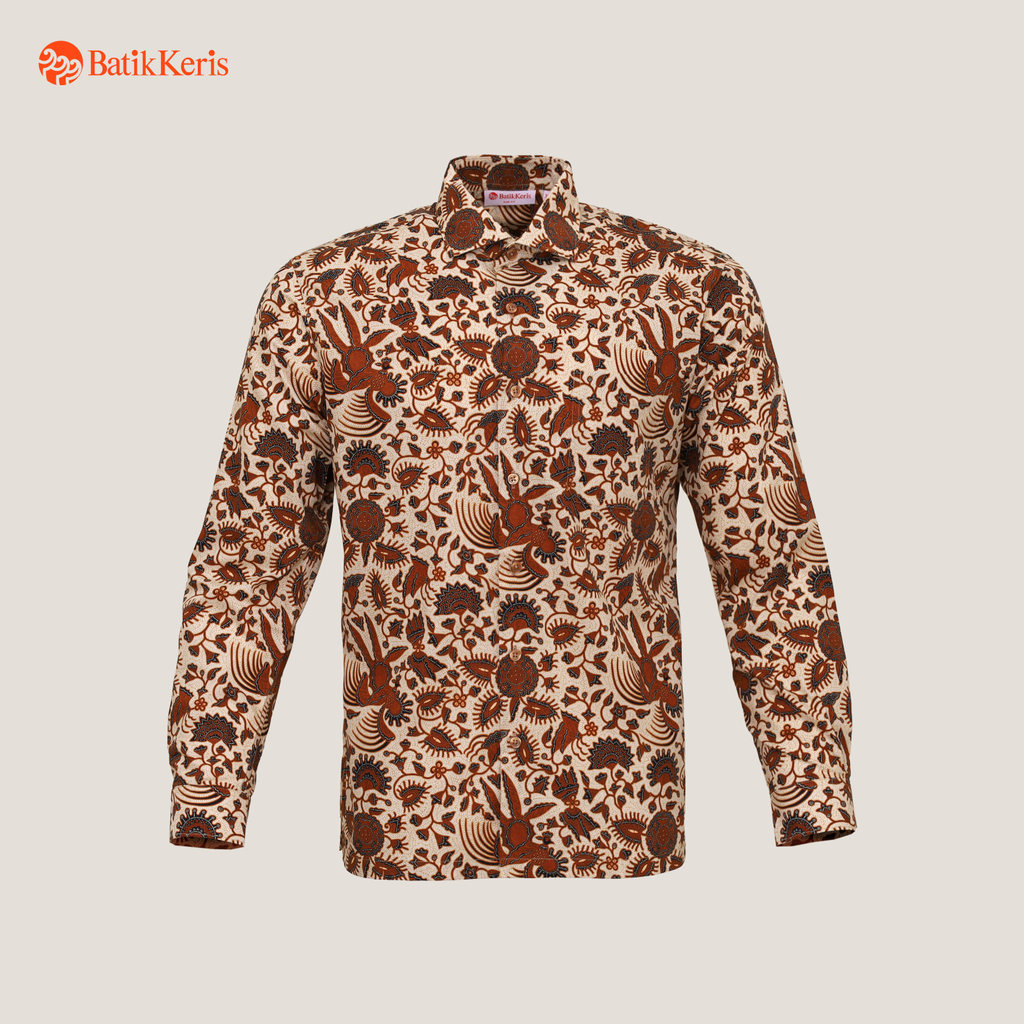 Batik Keris Kemeja Batik Slimfit Lengan Panjang Keris Cendrawasih - Coklat