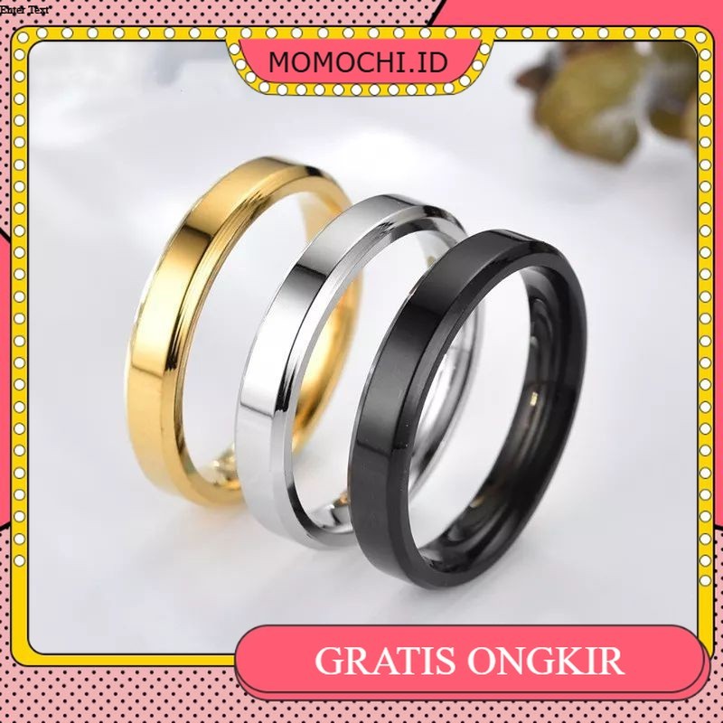 CINCIN TITANIUM PRIA WANITA ANTI KARAT MODEL KOTAK POLOS SEDANG
