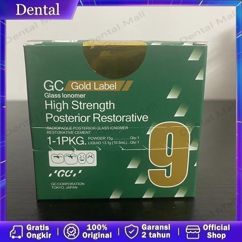 Dental GC Fuji 9 Expired 2027 Gold Label HS Posterior cement ionomer kaca (15g+10.5ml)