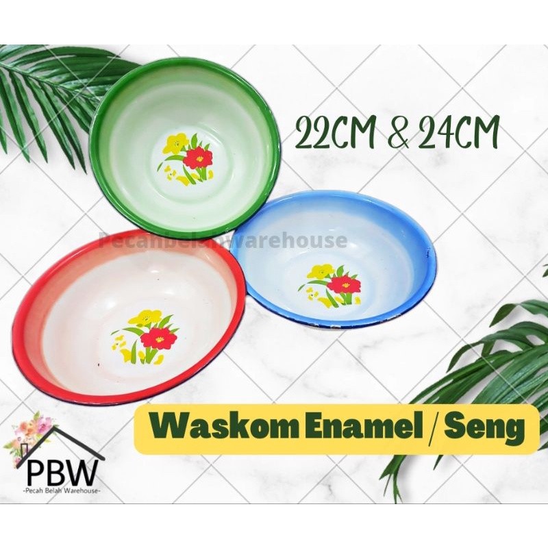 TERLARIS Mangkok Seng 22cm, 24cm Kembang / Mangkok Seng Jadul / Waskom Seng / Kobokan seng