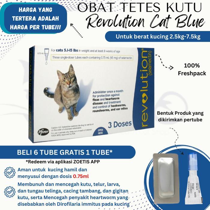 HobbyVerse Obat Kutu Kucing REVOLUTION CAT Berat 5.1 - 15 Lbs / 2.5 - 7.5 KG BLUE - 1 TUBE