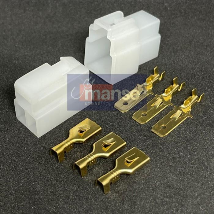 Soket skun Motor 3Pin Besar Socket Mobil Skun Konektor Kabel Isi 10set