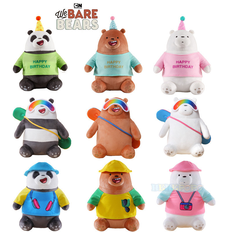 25cm Original 9 Styles Kawaii We Bare Bears Plush Toys Grizzly Panda IceBearStuffed Dolls We Bare Be