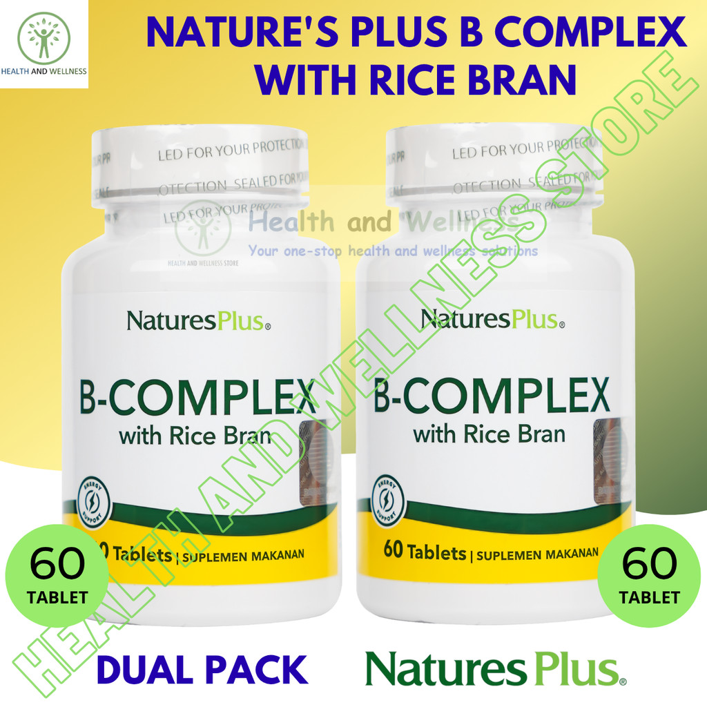 Natures Plus Vitamin B Complex with Rice Bran 60 Tablets Dual Pack