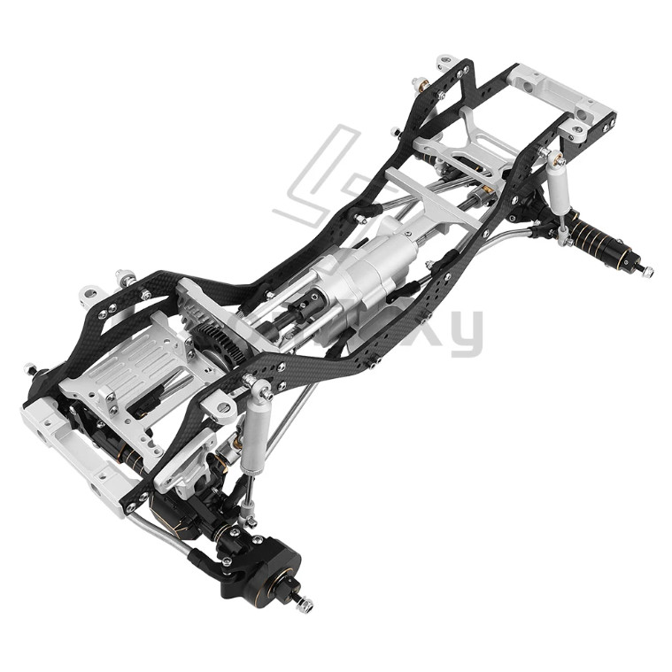 Kit Axial SCX10 Pro Carbon Fiber Chassis Car Frame with Gearbox Links Drive Shaft Brass Axles 1/10 R