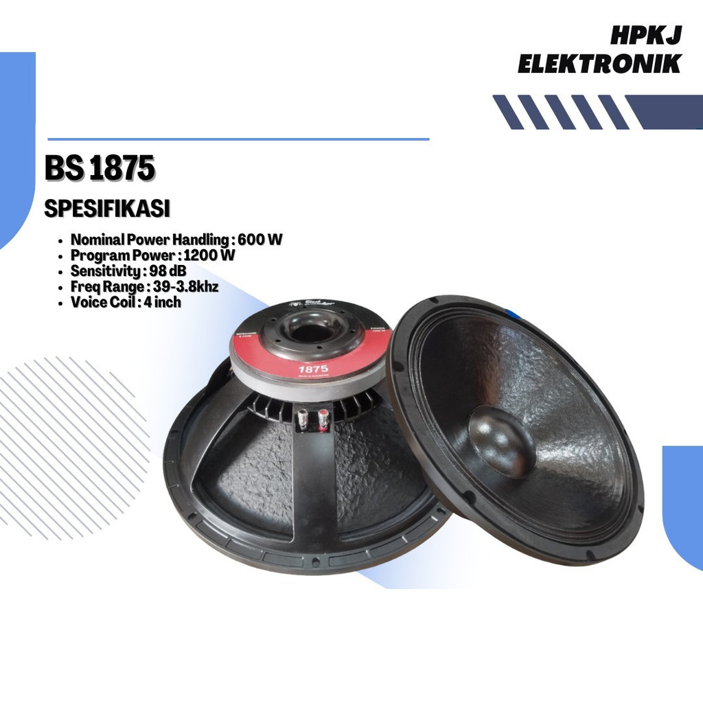SPEAKER KOMPONEN BLACK SPIDER 1875 WOOFER 18 INCH SPEAKER BS 1875 18INCH