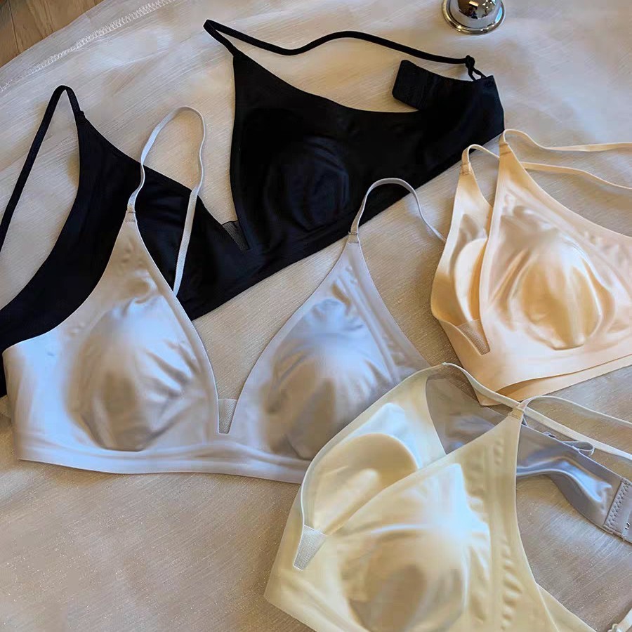 [Miss Lace]Bra wanita tanpa kawat dengan cup segitiga dan tali tipis