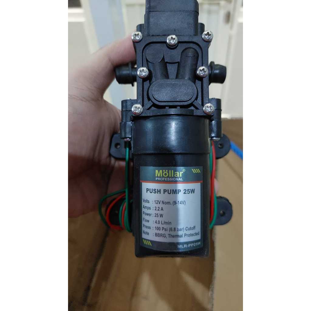 MOLLAR POMPA AIR MINI DC12V 25W - Push Pump Otomatis 100PSI Mini Sprayer Motor 2.2A Power Pump JD