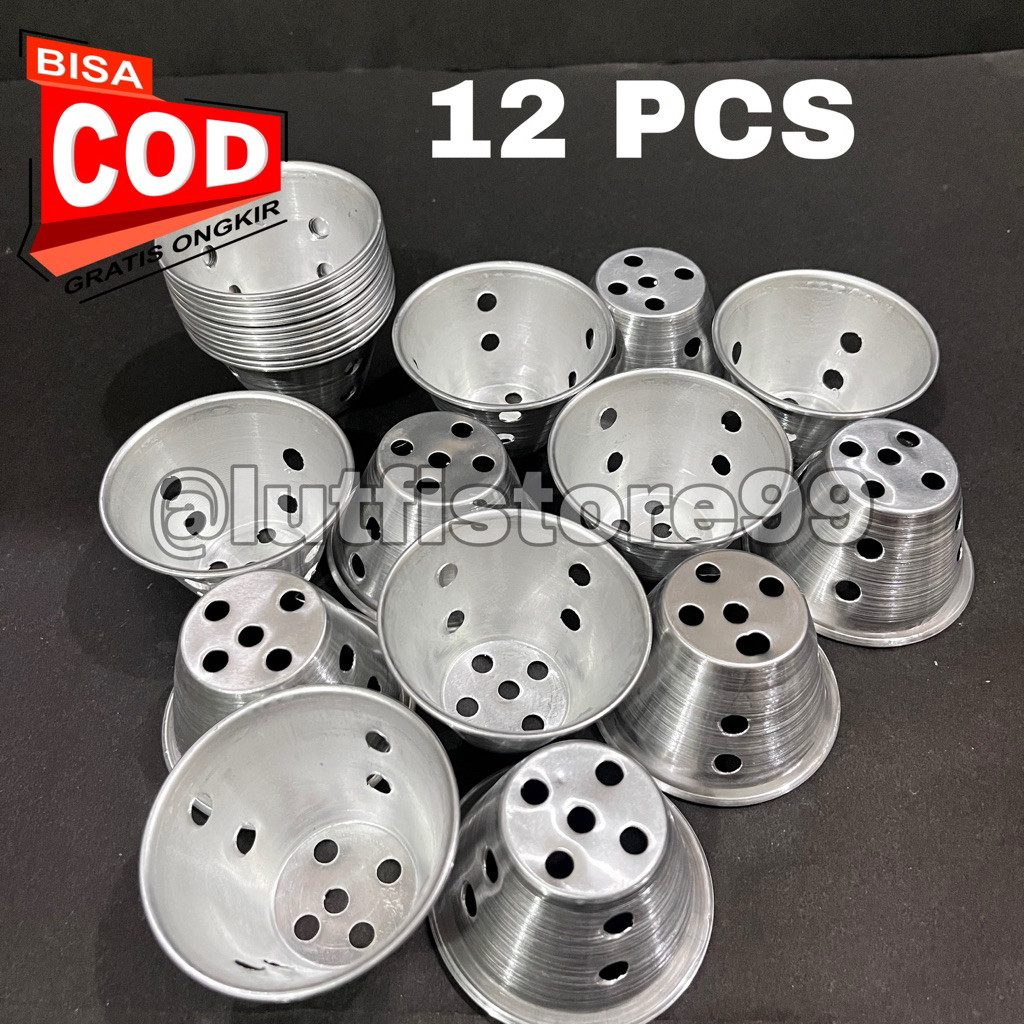 Cetakan Bolu Kukus Mekar Almunium 12 PCS Pres Pendek Tinggi Kecil Mini Besar Jumbo 1 Lusin Citakan K