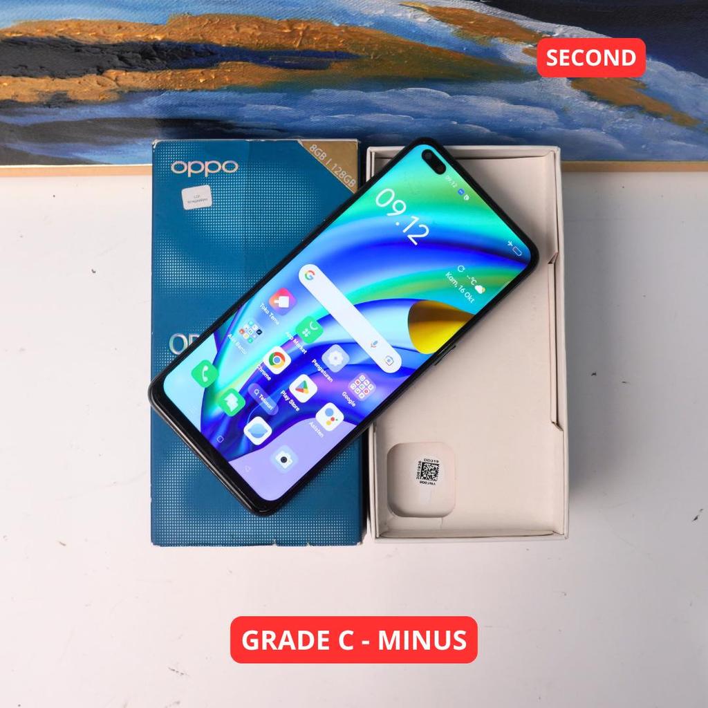 OPPO RENO 4F 8/128 GB GRADE C - MINUS HP SECOND ORIGINAL SINAR MUTIARA CELL