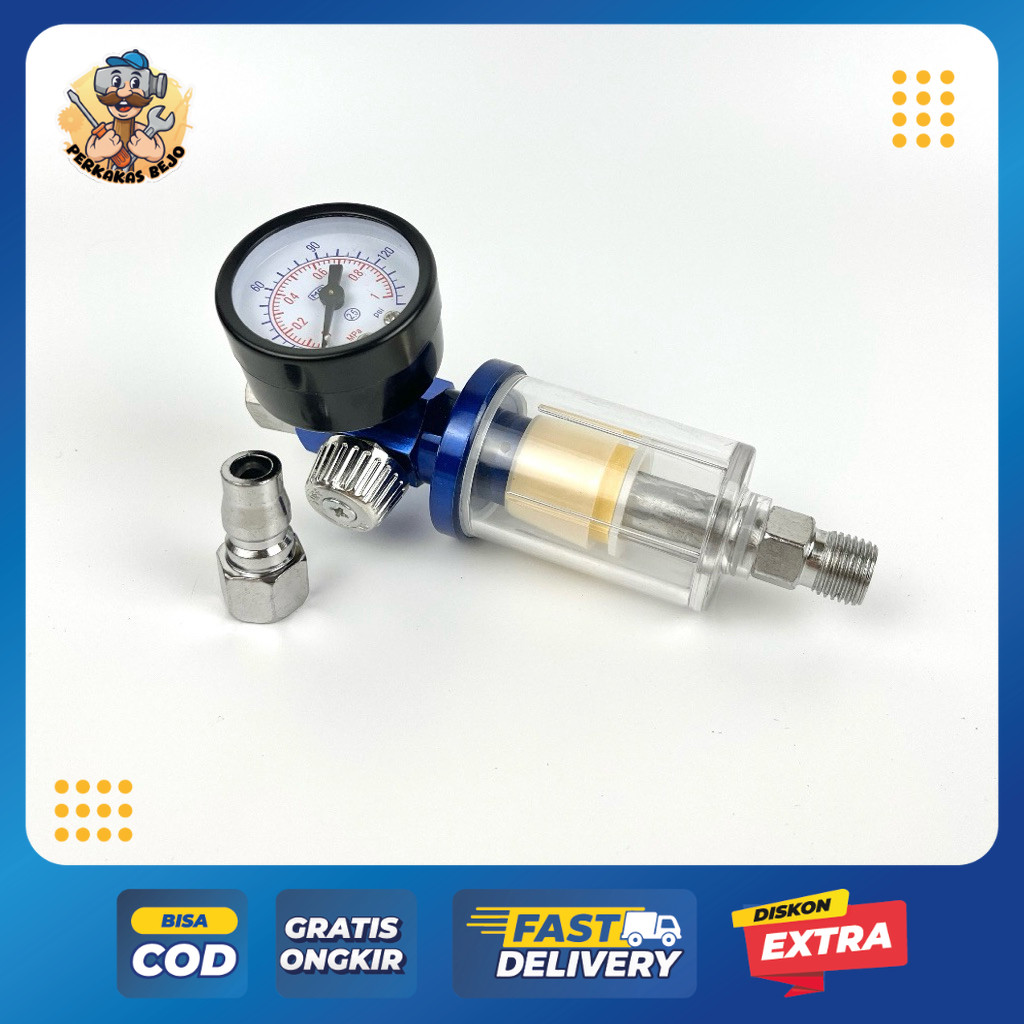 SPRAY GUN REGULATOR + FILTER - Manometer Pengatur Tekanan Angin Alat Semprot Cat Spray Gun - Perkaka