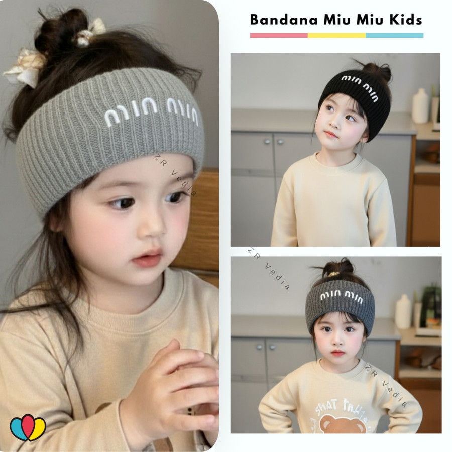 Bandana Miu Miu Anak Perempuan / OOTD Sporty Padel Headband Korea Anak Cewek Bando Tahun OOTD Lucu S