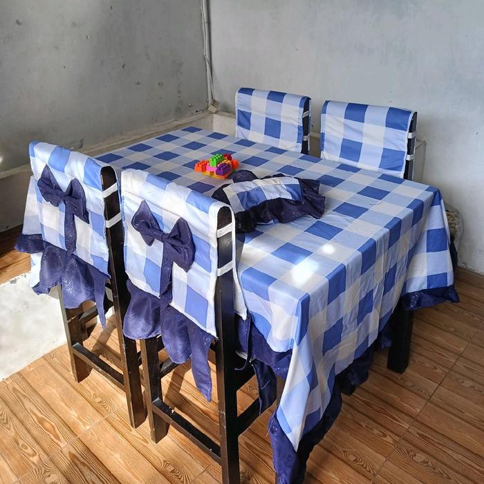 Cover Sandaran Kursi 4 Taplakn Meja Makan Terbaru Bisa Dicuci - kode 1