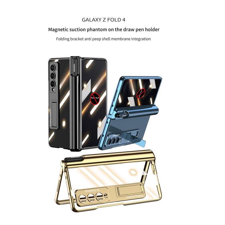MAGNETIC HINGE PEN POCKET ANTI-SPY GLASS CASE  FOR SAMSUNG GALAXY Z FOLD 4 5G