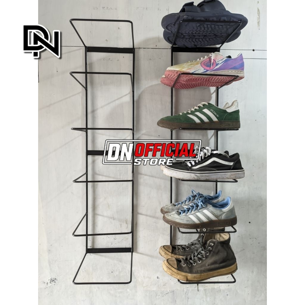 Rak Sepatu 6 Susun Tempel Dinding / Tempat Sepatu Dan Sandal Bahan Besi / Rak Display Sepatu