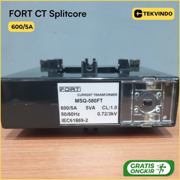 Current Transformer Split Core 600/5A 600A FORT CT Splitcore Akurasi Tinggi untuk Panel Listrik