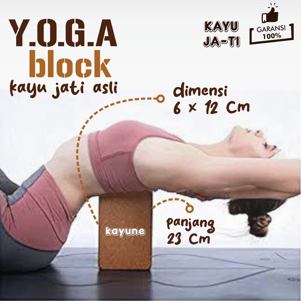 [TERMURAH] Balok Yoga Kayu Premium Ukuran 6x12x23 cm Bahan Kayu Jati Asli - kayune -