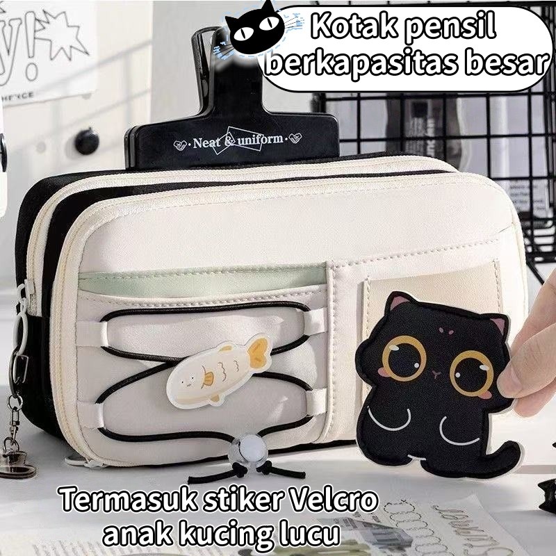 Kotak Pensil Anak Kucing Lucu/Kotak Pensil Kapasitas Besar/tempat pensil korea style/kotak pensil mu