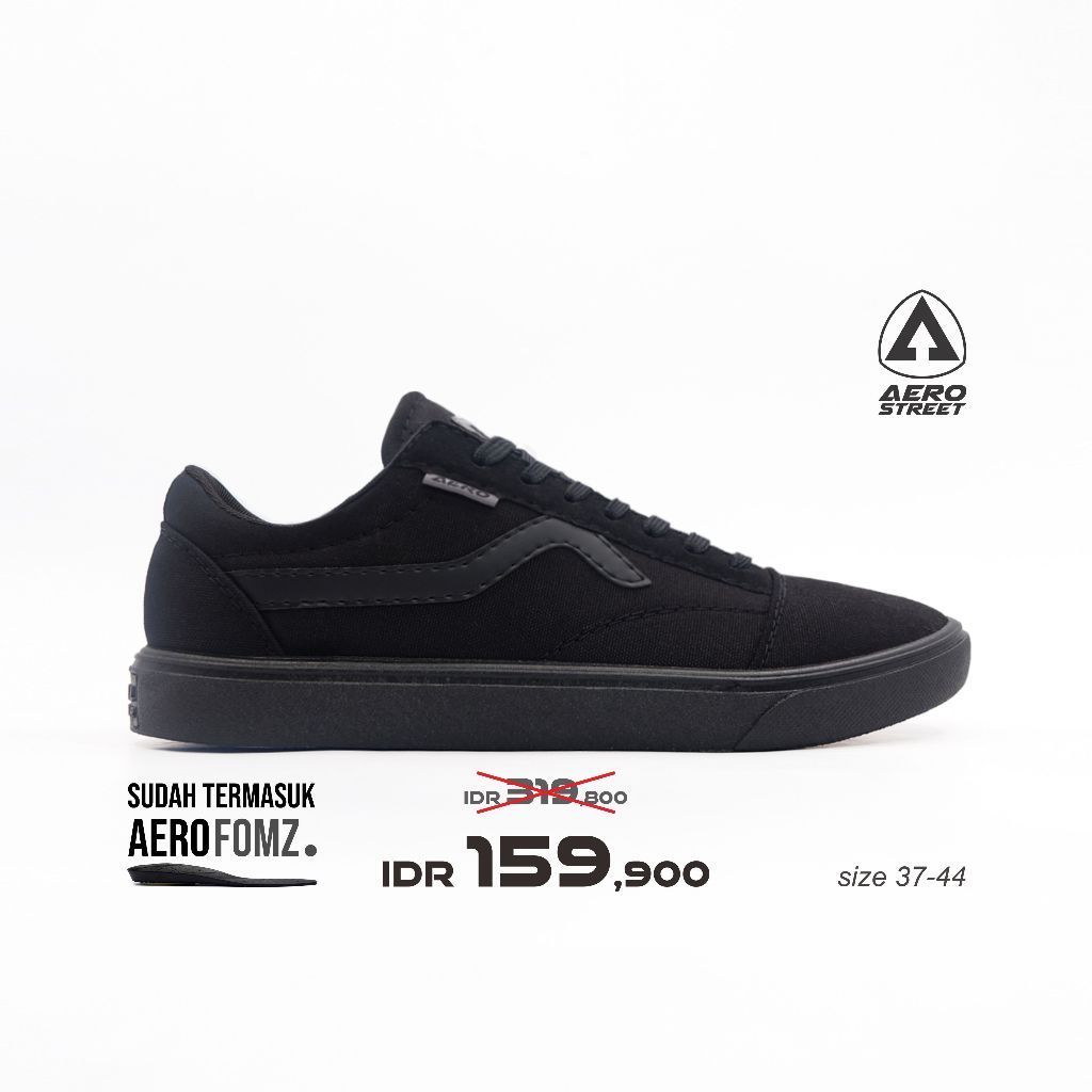 Aerostreet 37-44 Massive Low All Black - Sepatu Sneakers Casual [ATP]