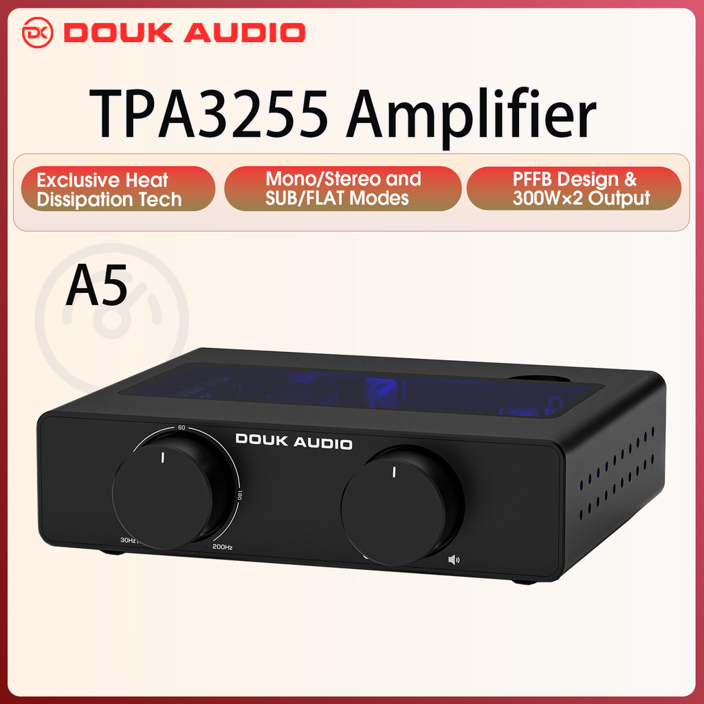 Douk Auo A5 Mini TPA3255 gital Power Amplifier HIFI 300W Class D Home Stereo Speaker Amp