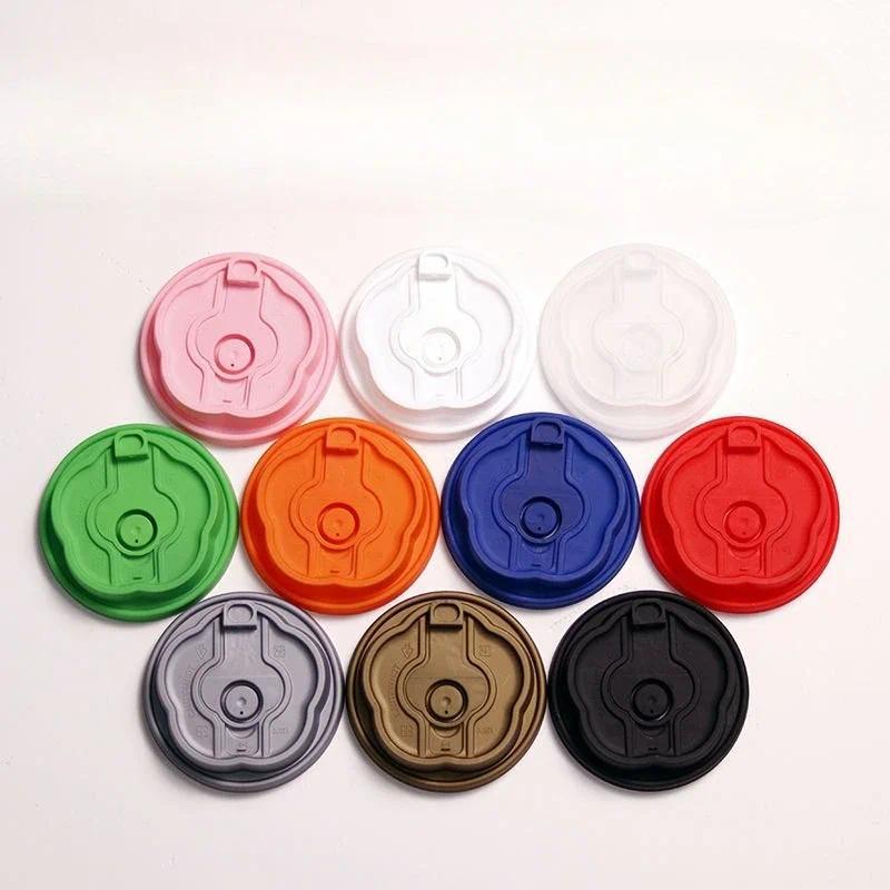 100pcs Green Petal Style Cup Lid Disposable 9cm Caliber Injection Molded Paper Cup Cover Milk Tea Co