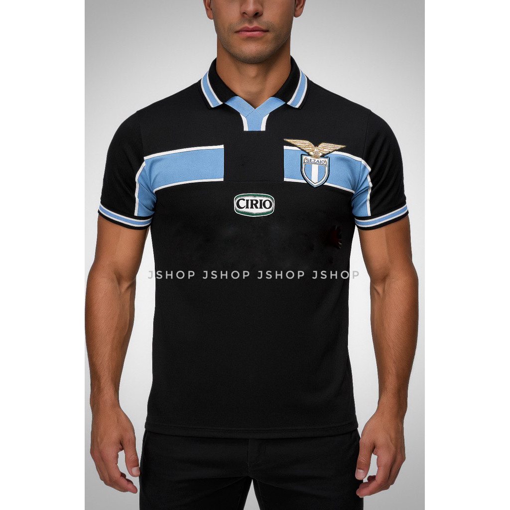 BAJU BOLA JERSEY LAZIO BLACK RETRO LAZIO 1998 1999 JERSEY BOLA BAJU JERSEY RETRO LAZIO 1998 1999
