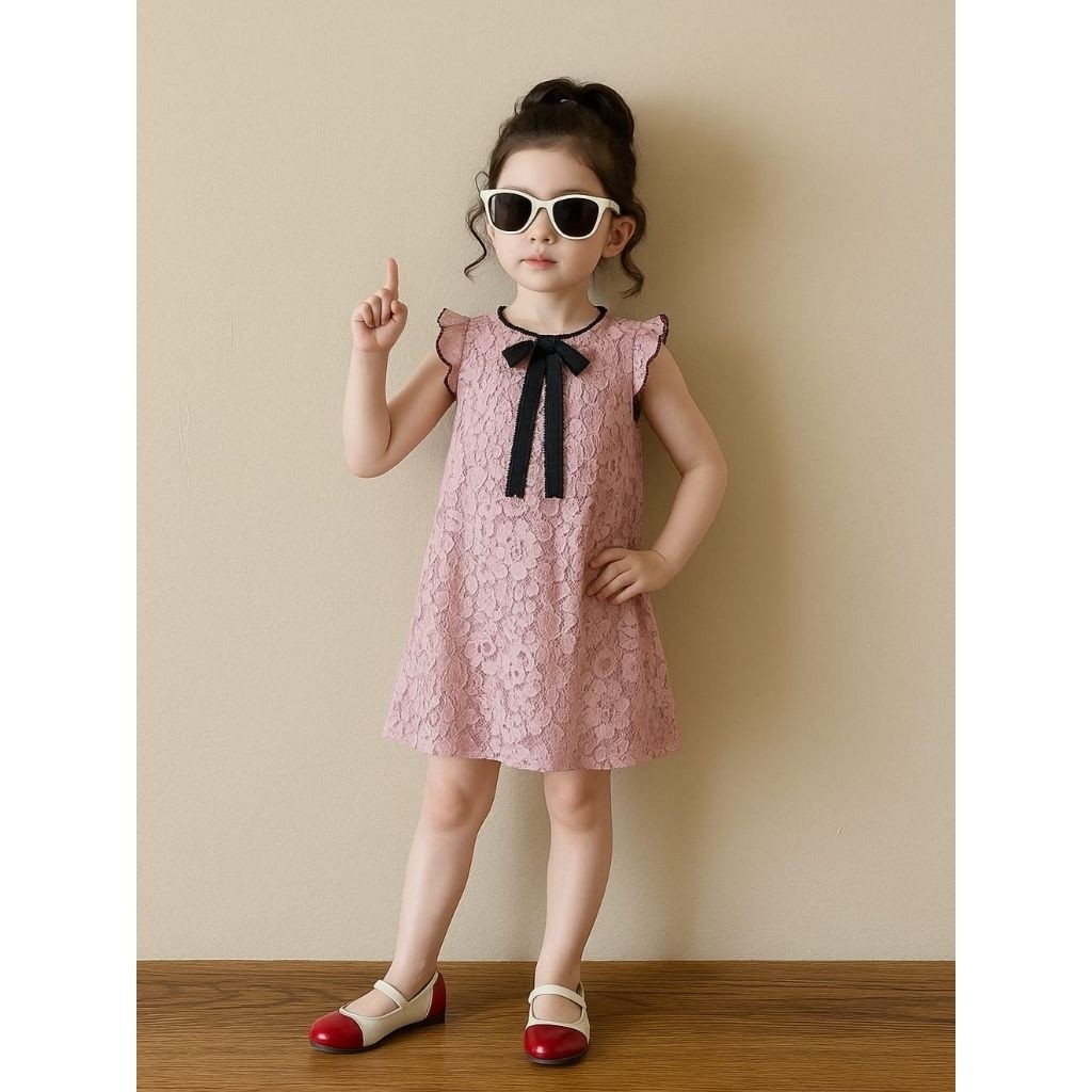 Dress Brukat Anak Lengan Pendek Bianca Baju Brukat Kid Pakaian Anak Pesta Kondangan Ro