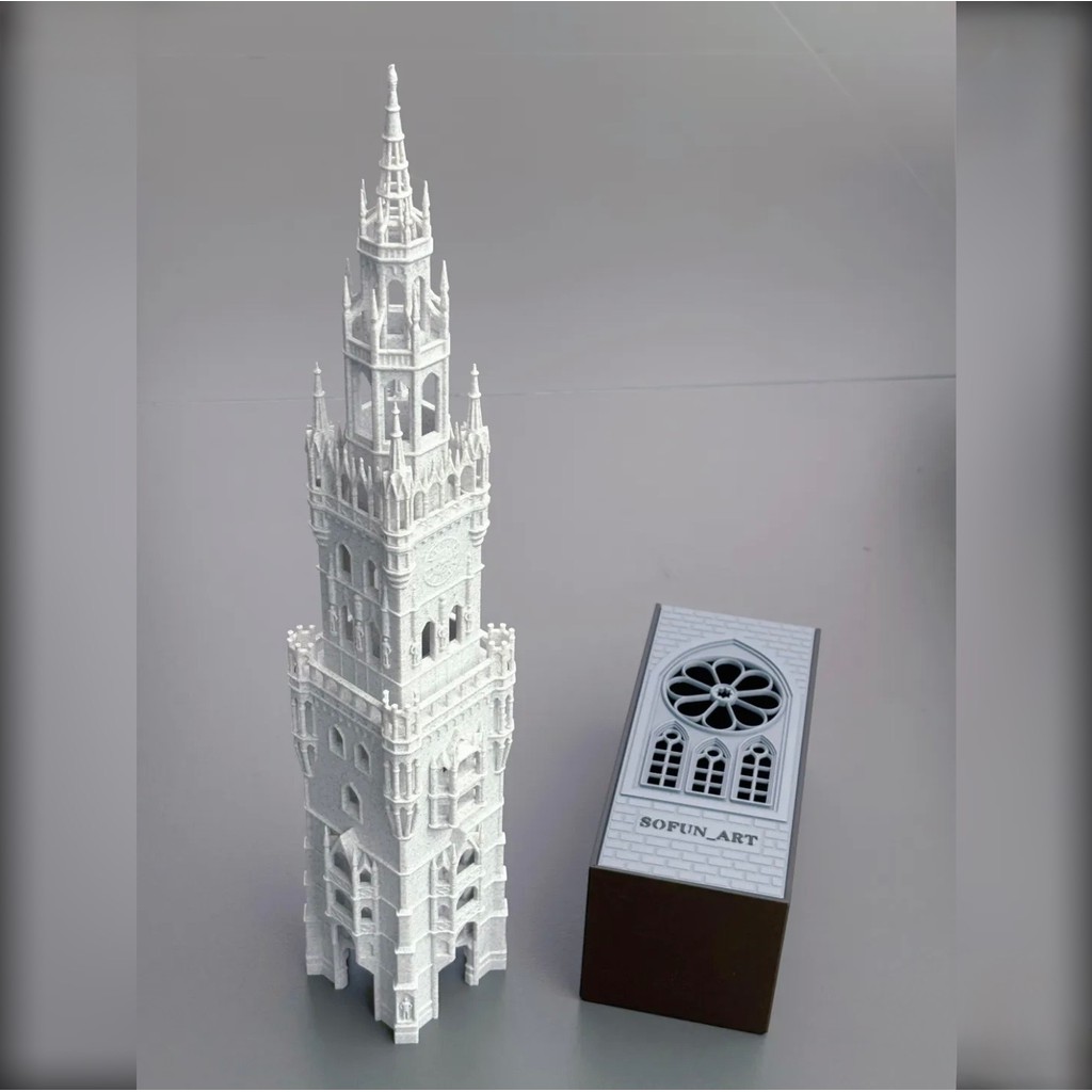 3D Printed Munich Cathedral Gift Box - 3-Tier, 10-Second Assembly | Christmas Gift & Ambient Light D