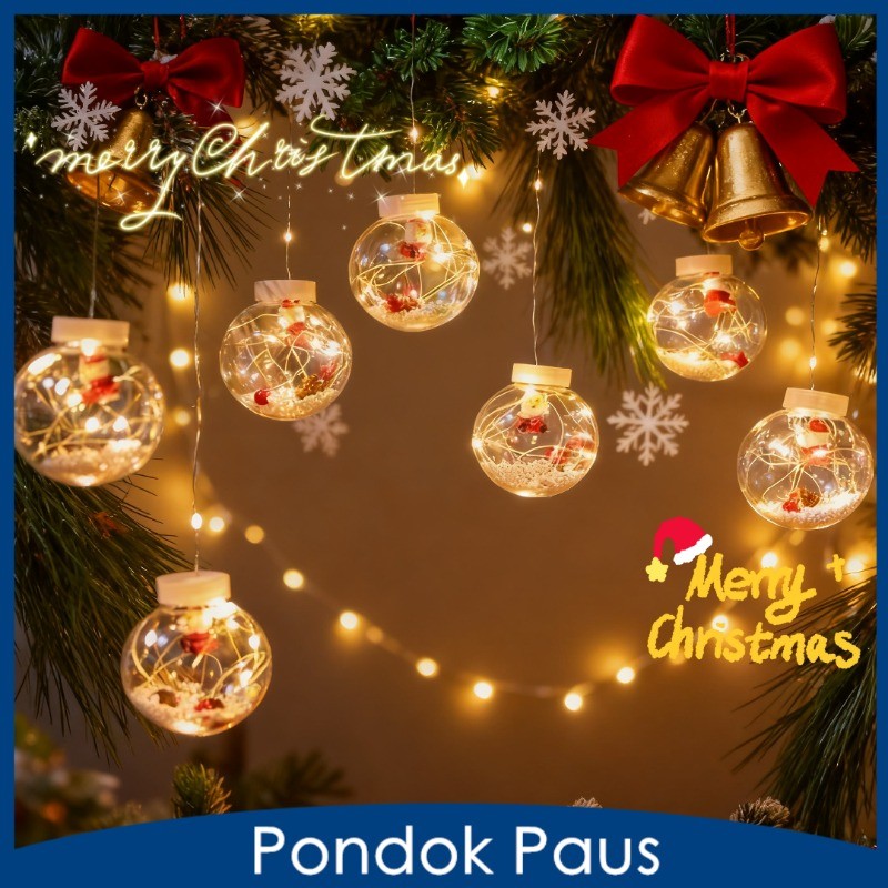 3M Hiasan Lampu LED Natal Christmas Decorative Lights  LED Santa Wish Ball Lights Hiasan Pohon Natal