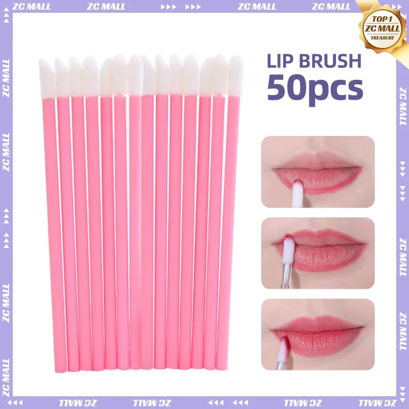 SA 50 PCS Lip Brush Disposable Kuas Bibir Sekali Pakai Batang Lipstik Portable Wand Alat Kecantikan 