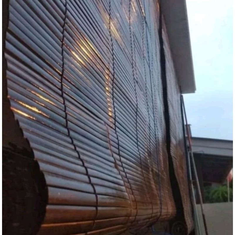 Tirai bambu hitam vernish size 3x3meter