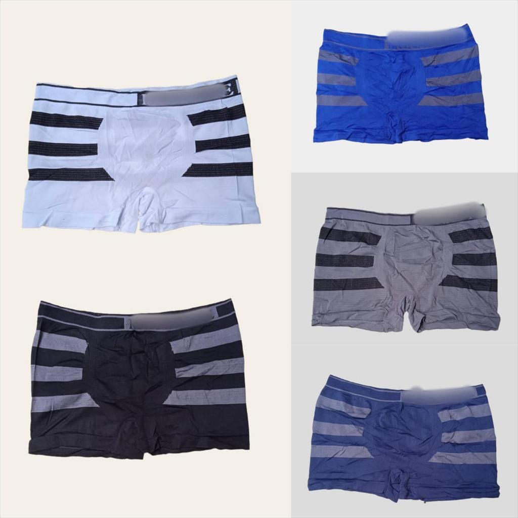 BTS 833 - Celana Dalam Pria Garis  Boxer Underware Import Bahan Adem Melar Stretch