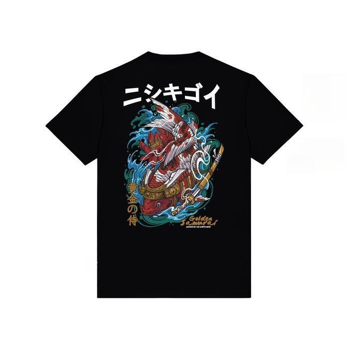 Aerostreet T Shirt Golden Samurai Hitam Kaos T-Shirt Tshirt AADAA - XS