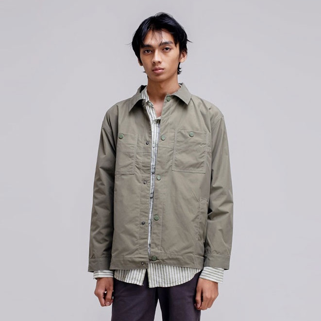 Famo Jaket Kancing Pria TruckerJacket Polyester Outerwear With Collar Button 070323