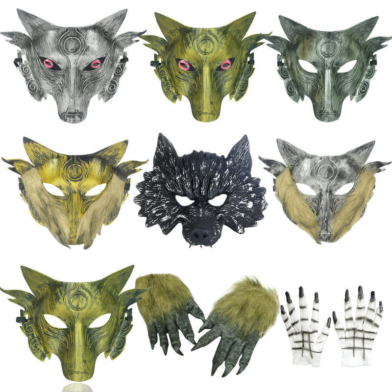 Halloween Mask Horror Animal Mask Evil Wolf Demon Wolf Big Bad Wolf Mask Headgear Adult Werewolf Wol