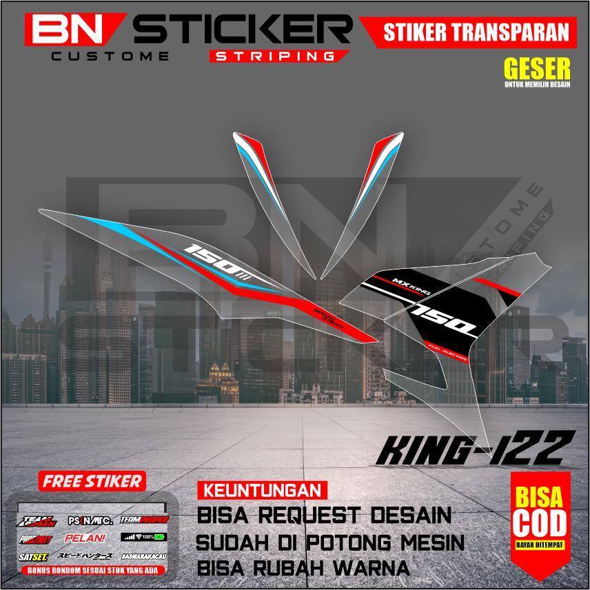 Striping Stiker Transparan UV mx king 150 Bahan Maxdecal Model MInimalis Warna Merah| Biru| Putih Ki