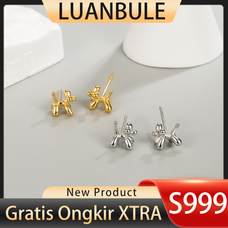 LUANBULE Anting-anting Stud Perak S999 Untuk Wanita Emas