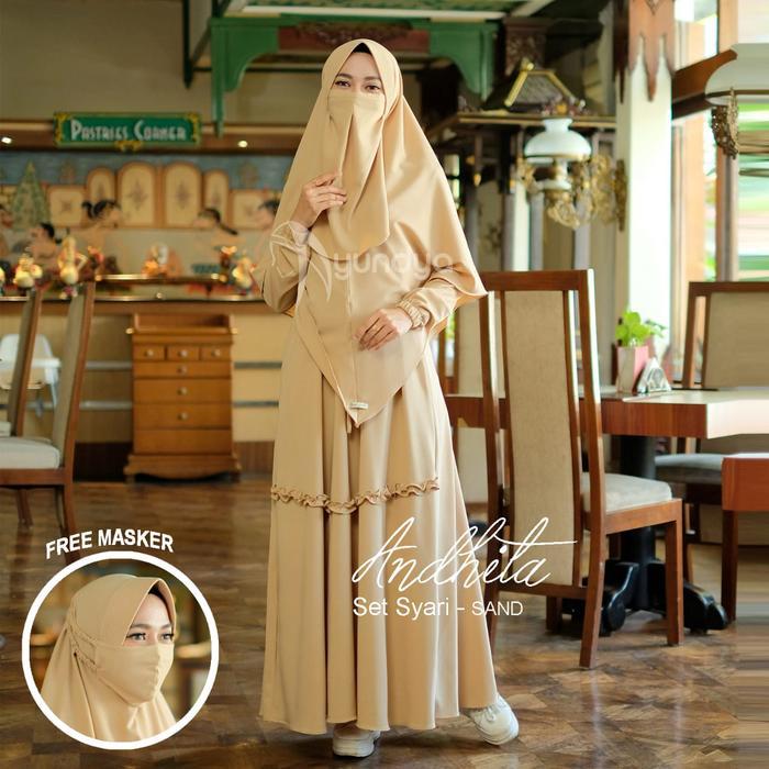 baju gamis wanita tearu ayundya plus cadar gamis syari set