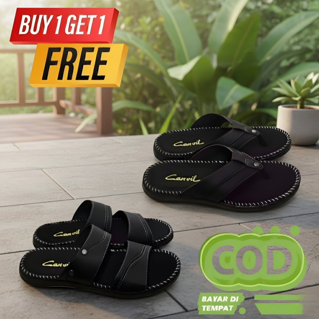 SANDAL LOKAL KASUAL JAPIT KEKINIAN SELOP ELEGANT PRIA KEREN TERBARU PROMO CARVIL KULIT DEWASA