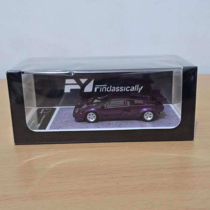 Finclassically Lamborghini countach LP5000S Metallic Purple Diecast Koleksi Mobil Mainan Mini Scale 