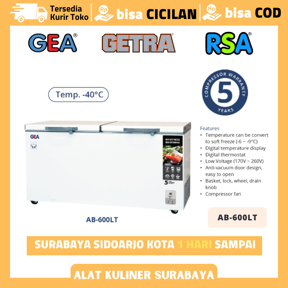 GEA AB 600LT AB-600LT KULKAS CHEST FREEZER 500 LITER
