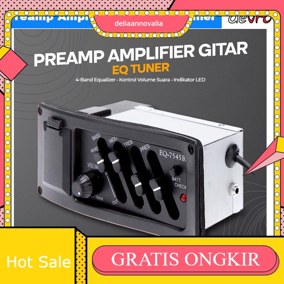Preamp Amplifier Gitar EQ Tuner - EQ-7545R