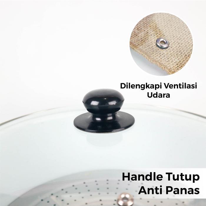 Maspion Panci Stock Pot Ceria Enamel 30cm Serbaguna / Panci Rebus Kukus Steamer Serbaguna - FM