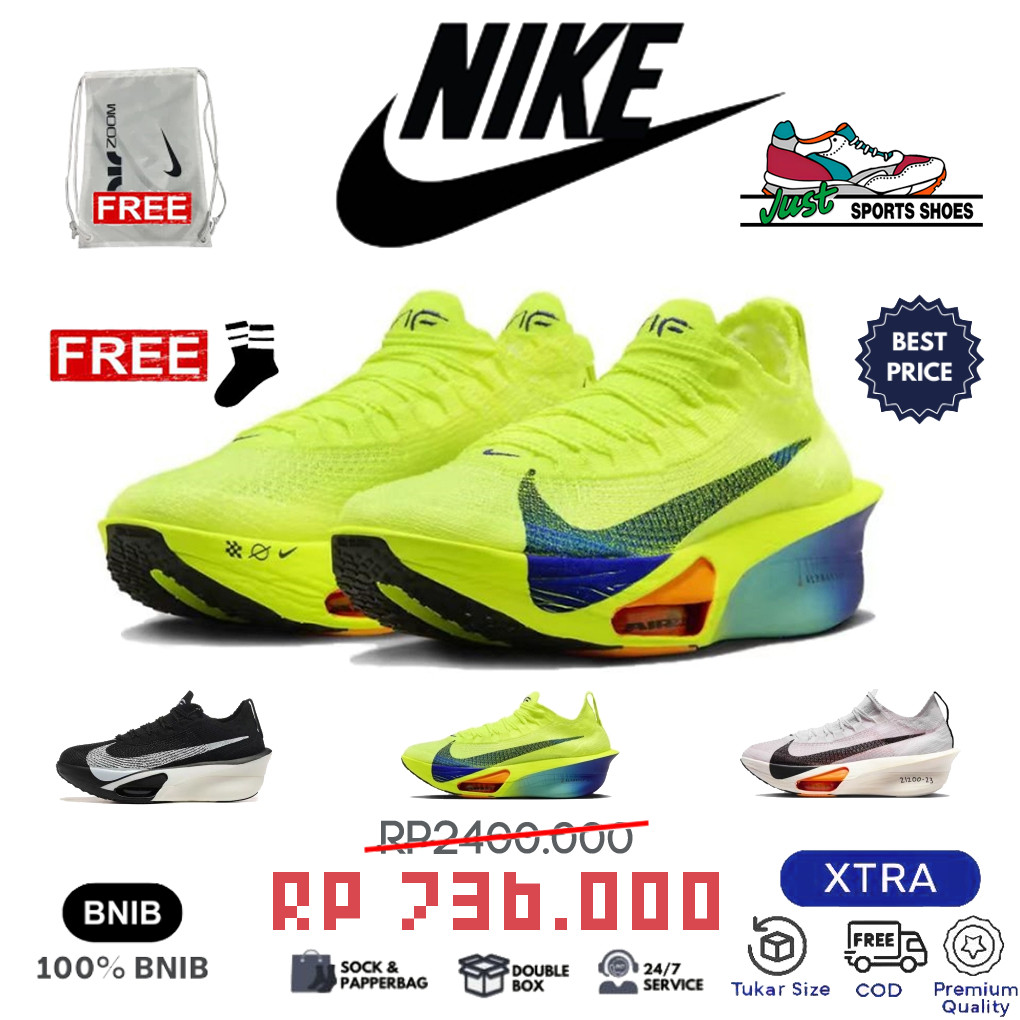 Sepatu Lari Marathon Nike Air Zoom Alphafly 3 100% ORI - Karbon Plate ZoomX