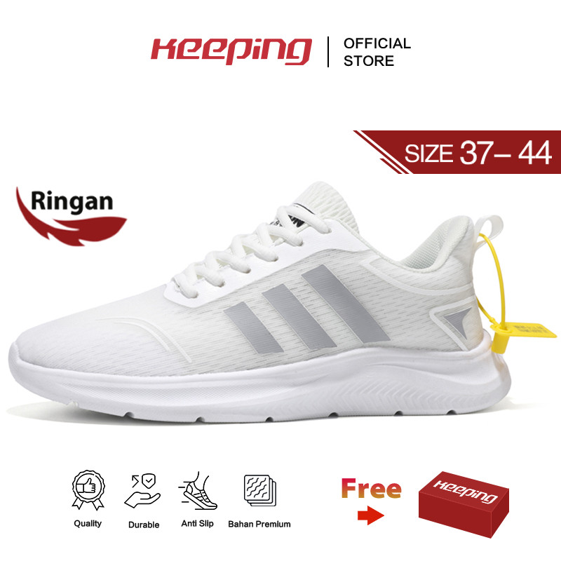 TW STORE - Keeping Sepatu Sneakers Pria Wanita Putih Sepatu Ringan Cowok Cewek Sepatu