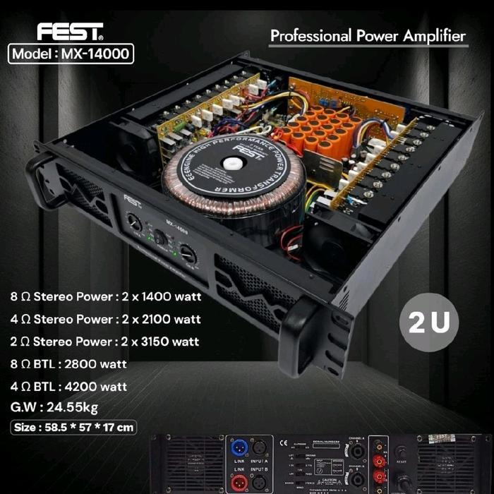 POWER AMPLIFIER FEST MX14000 GARANSI ORIGINAL MX 14000