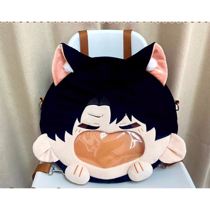 Anime Levi Ackerman Transparent Plush Backpack Messenger Bags Cartoon Shoulder Bag b253